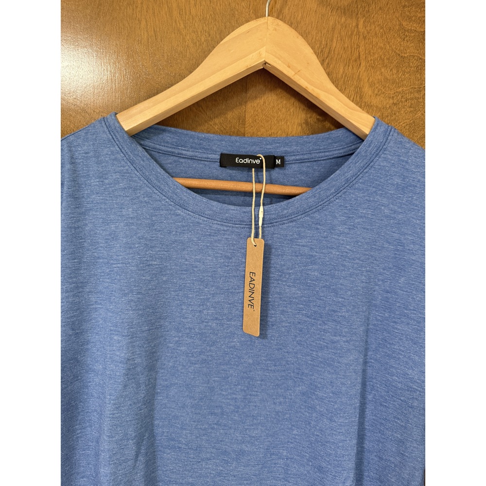 Dark Blue 3/4 Sleeve Tunic Top, Crew neck, loose fit. Size M - Picture 3 of 9